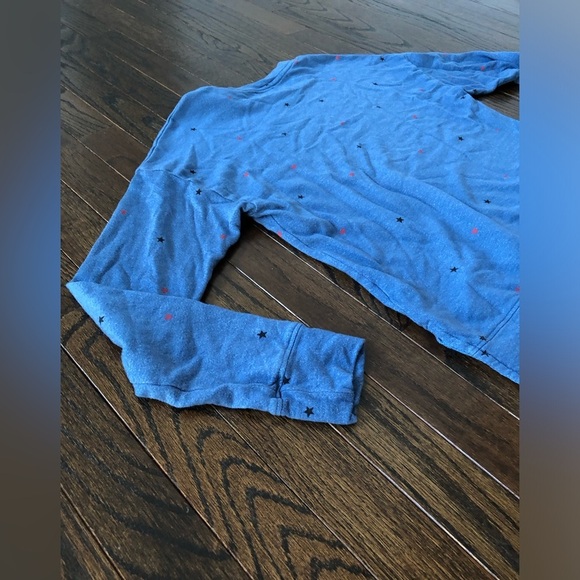 Sundry Women’s 1/Small Dusty Blue Starry Hearts Pima Cotton Pullover Sweatshirt - Picture 15 of 15